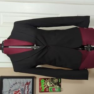 Black single button suit jacket
